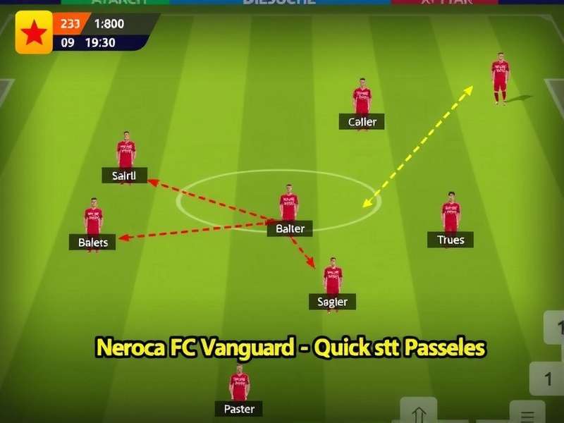 NEROCA FC Vanguard Passing Tips NEROCA FC Vanguard gameplay showing a player using quick passes to break through defense