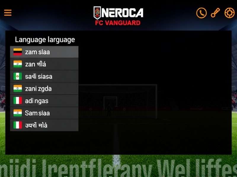 NEROCA FC Vanguard Language Options NEROCA FC Vanguard language selection screen showing 11 Indian languages